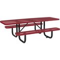 Global Equipment 8 ft. ADA Outdoor Steel Picnic Table, Expanded Metal, Red 695289RD